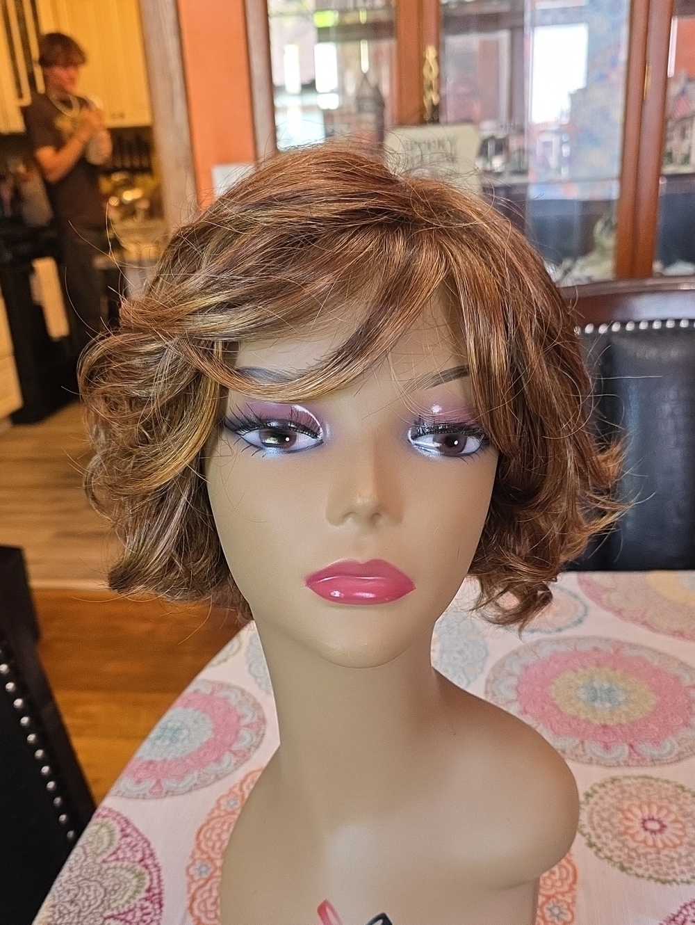Bouyant Gabor Short Layered Wig in Chestnut Brown with Blonde Highlights